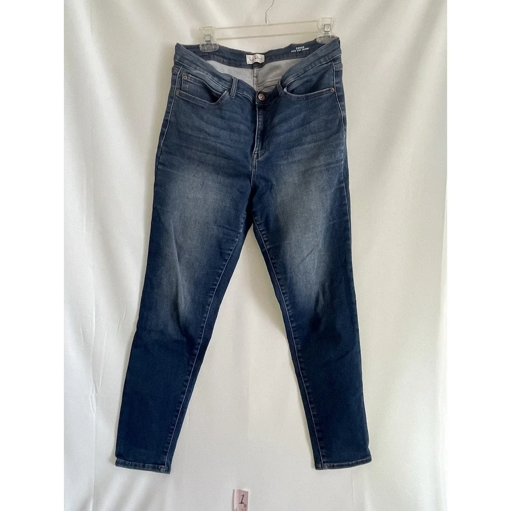 Nicole Miller Soho Skinny Jeans Womens 14 Blue Stretch Denim High Rise Dark Wash - Picture 2 of 7